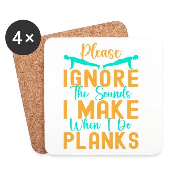 Les fanatiques de fitness ignorent les sons et font des planches - Dessous de verre (lot de 4) - blanc - Devant