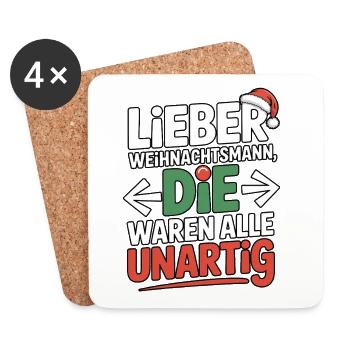 Cher Père Noël Humour coquin - Dessous de verre (lot de 4) - blanc - Devant