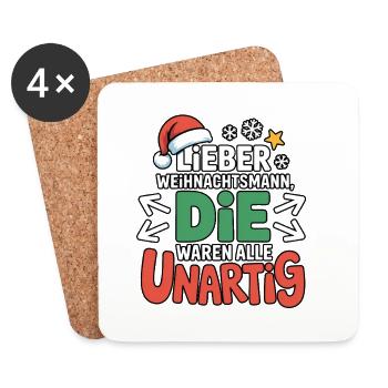 Cher Père Noël Vilain - Dessous de verre (lot de 4) - blanc - Devant