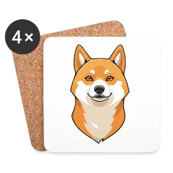 Shiba Inu Kopf Illustration - Untersetzer (4er-Set) - Weiß - Vorne