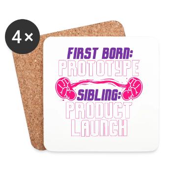 Premier-né Frère Sœur - Dessous de verre (lot de 4) - blanc - Devant
