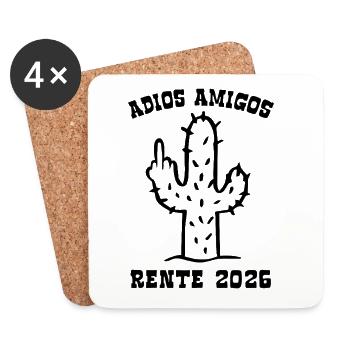 Adios Amigos Pension 2026 - Retraite - Pension - Dessous de verre (lot de 4) - blanc - Devant
