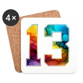 NON. 13 NUMÉRO 13 COLLÈGE 13E ANNIVERSAIRE - Dessous de verre (lot de 4) - blanc - Devant