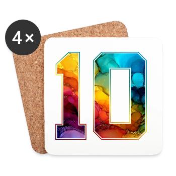 NR. 10 NUMMER 10 COLLEGE 10. GEBURTSTAG - Untersetzer (4er-Set) - Weiß - Vorne