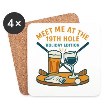 Meet Me At The 19th Hole Holiday Cheer - Coasters (set of 4) - white - Front