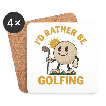 Ich würde lieber Golf spielen Lustiges Golf spielen - Untersetzer (4er-Set) - Weiß - Vorne
