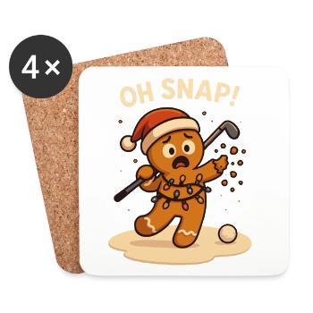 Oh Snap Lustige Golf Lebkuchen Weihnachten - Untersetzer (4er-Set) - Weiß - Vorne