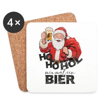 Le Père Noël dit apportez-moi une bière - Dessous de verre (lot de 4) - blanc - Devant