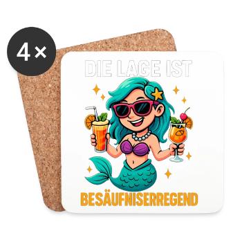 Die Lage Ist Besäufniserregend Meerjungfrau - Untersetzer (4er-Set) - Weiß - Vorne