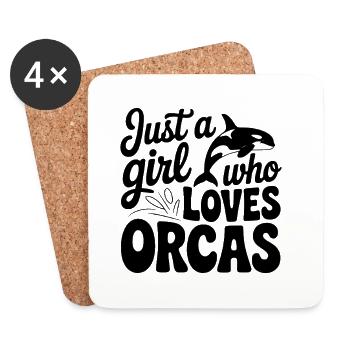 Just a Girl Who Loves Orcas - Coasters (set of 4) - white - Front