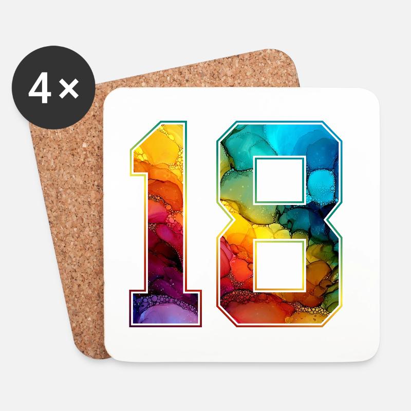 NR. 18 NUMMER 18 COLLEGE 18. GEBURTSTAG - Untersetzer (4er-Set) - Weiß