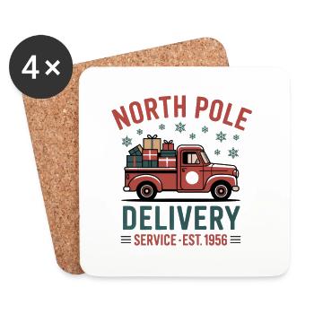 Courrier de Noël vintage - Dessous de verre (lot de 4) - blanc - Devant