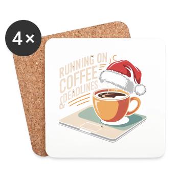 Weihnachtsbüro Humor - Untersetzer (4er-Set) - Weiß - Vorne