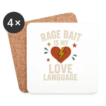 Rage Bait Love Language, lustiger Spruch - Untersetzer (4er-Set) - Weiß - Vorne