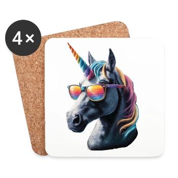 Licorne Poney Cavalier Chevaux Équitation Licornes - Dessous de verre (lot de 4) - blanc - Devant