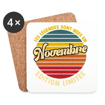 Legenden werden im November geboren - Jubiläum - Untersetzer (4er-Set) - Weiß - Vorne