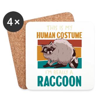 raton laveur Costume humain Humour - Dessous de verre (lot de 4) - blanc - Devant