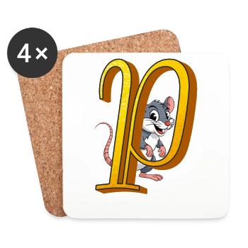 BUCHSTABE P - Untersetzer (4er-Set) - Weiß - Vorne