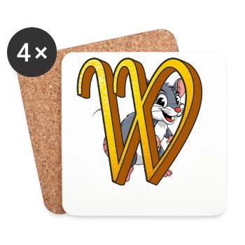 Letter W - Coasters (set of 4) - white - Front