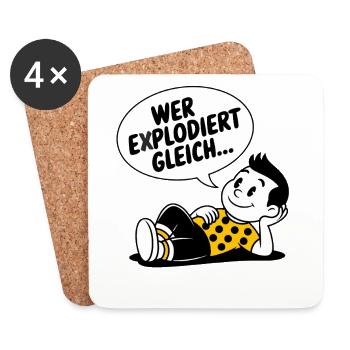 WER EXPLODIERT GLEICH - Untersetzer (4er-Set) - Weiß - Vorne