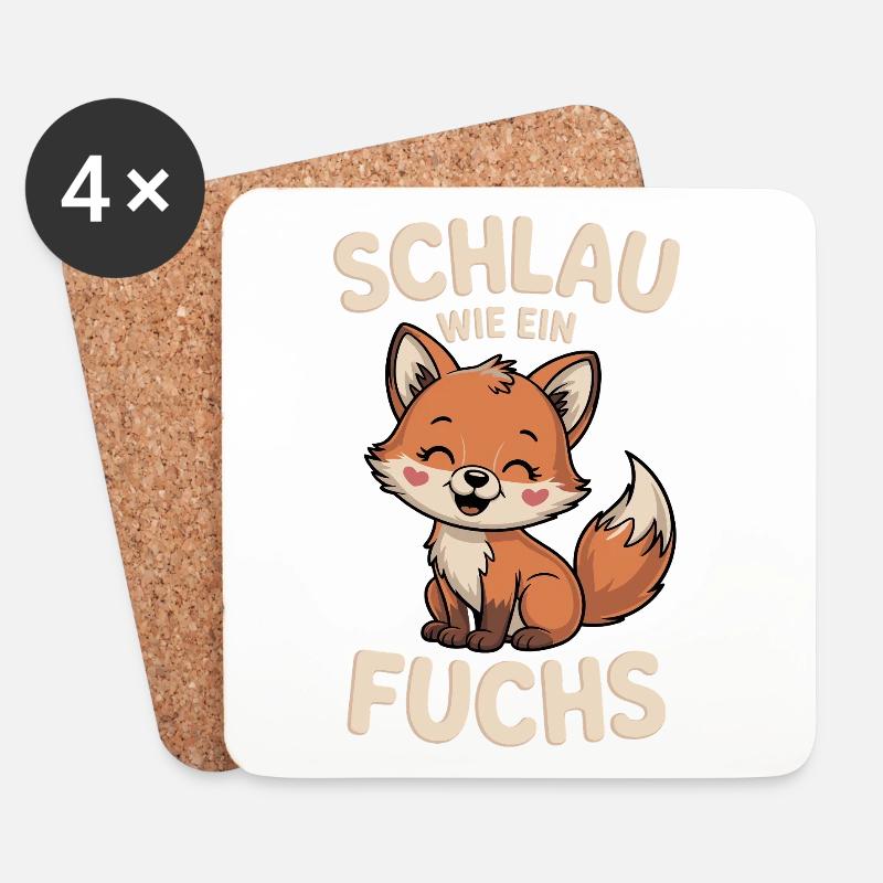 Schlau Wie Ein Fuchs Niedlich - Untersetzer (4er-Set) - Weiß