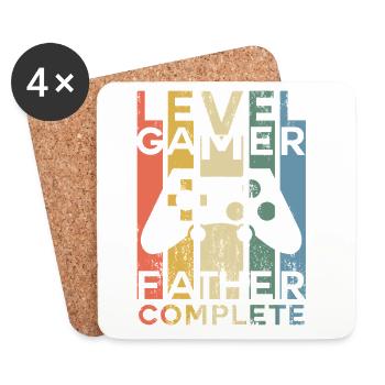 Gamer Gaming Vater Vatertag Spruch Zocken Papa - Untersetzer (4er-Set) - Weiß - Vorne