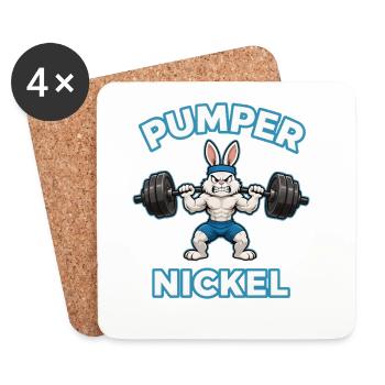 Pumpernickel Hase Pumper Fitness Gym Spruch - Untersetzer (4er-Set) - Weiß - Vorne