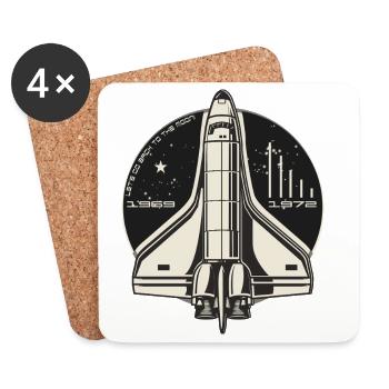 Back to the Moon - vintage retro space design - Coasters (set of 4) - white - Front