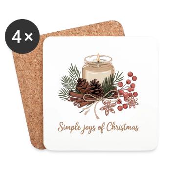 Rustic Christmas motif - Coasters (set of 4) - white - Front