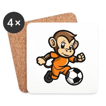 Affe Comic Fußball - Untersetzer (4er-Set) - Weiß - Vorne