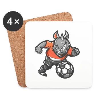 Héros de football rhinocéros en chemise orange - Dessous de verre (lot de 4) - blanc - Devant