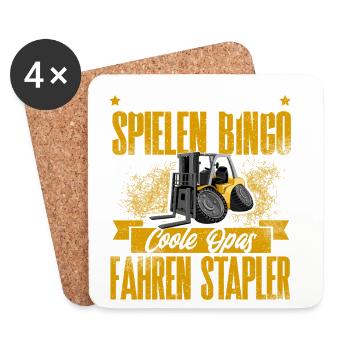 Opa Staplerfahrer - Untersetzer (4er-Set) - Weiß - Vorne