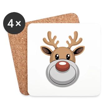 Renne Noël laid - Dessous de verre (lot de 4) - blanc - Devant