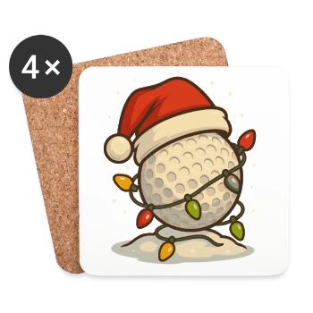 Funny Golf Christmas Golf Ball Santa Hat - Coasters (set of 4) - white - Front