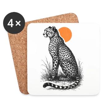 Cheetah at sunset - Coasters (set of 4) - white - Front