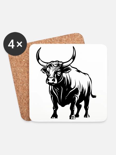 Bull - Coasters (set of 4) - white