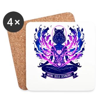 Mystical cat, my soul purrs - Coasters (set of 4) - white - Front
