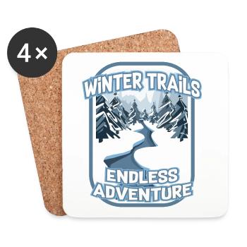 Winterwanderwege endloses Wanderabenteuer - Untersetzer (4er-Set) - Weiß - Vorne