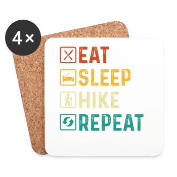 Eat Sleep Hike Repeat Funny Trail Lover Quote - Coasters (set of 4) - white - Front