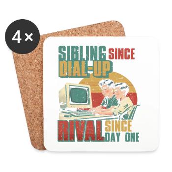 Sibling Rivalry Brother Sister - Coasters (set of 4) - white - Front