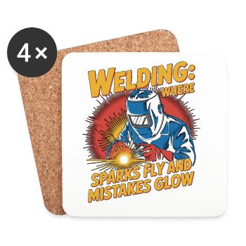 Welder Welding Where Sparks Fly Metalwork - Untersetzer (4er-Set) - Weiß - Vorne
