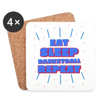 Eat, Sleep, Basketball, Repeat Blue/Red Design - Coasters (set of 4) - white - Front
