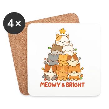 Meowy and Bright Cat Stack, Love Kittens  - Coasters (set of 4) - white - Front