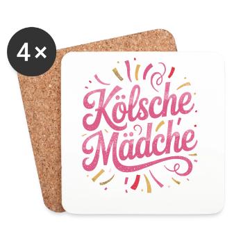 Kölsche Mädche Karneval Köln Kölle Kölsch Mädchen - Untersetzer (4er-Set) - Weiß - Vorne