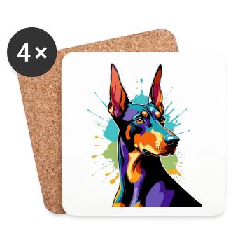 Color explosion Doberman - Coasters (set of 4) - white - Front