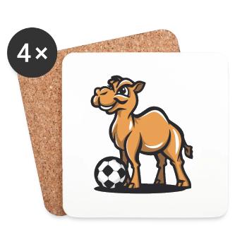 Chameau avec dessin animé de football - Dessous de verre (lot de 4) - blanc - Devant