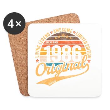 Original 1986 Vintage Living Legend 40. Geburtstag - Untersetzer (4er-Set) - Weiß - Vorne
