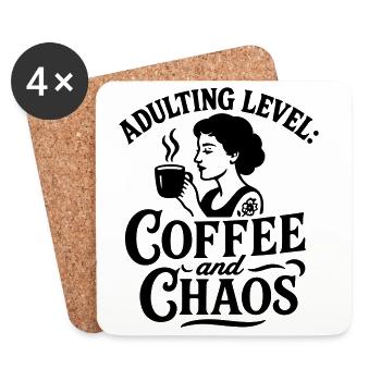 Coffee funny saying chaos funny sayings work - Coasters (set of 4) - white - Front