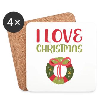 I love Christmas - Coasters (set of 4) - white - Front