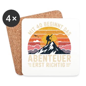 Mit 40 beginnt das Abenteuer - Untersetzer (4er-Set) - Weiß - Vorne